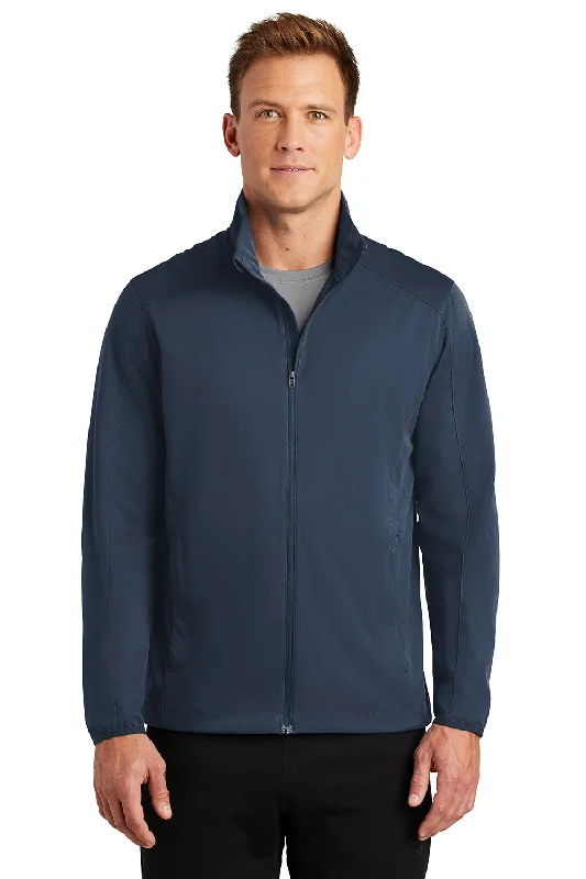 Men's gym performance anorak-Port Authority Mens Active Wind & Water Resistant Full Zip Jacket - Dress Navy Blue