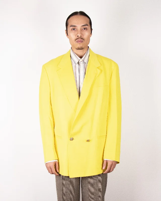 Men's fashion-forward fleece-90s Versus Gianni Versace Yellow Blazer XL