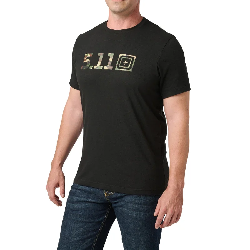 Men's eco-friendly bamboo t-shirt-5.11 Tactical Men's Woodland Camo Fill Graphic T-Shirt