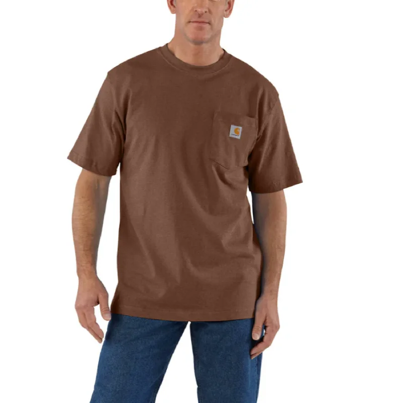 Men's athletic performance t-shirt-Carhartt Men's Short Sleeve Pocket T-Shirt_Mocha Heather