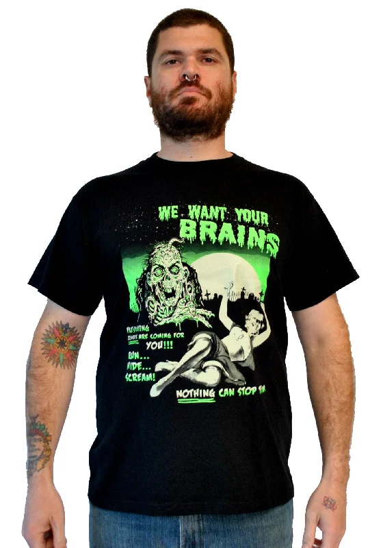 Men's fitted muscle t-shirt-We Want Brains M-210