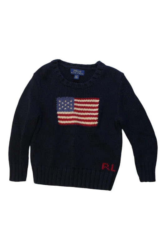 Men's sporty gym polo shirt-Polo Ralph Lauren Flag Knit Sweater 2T