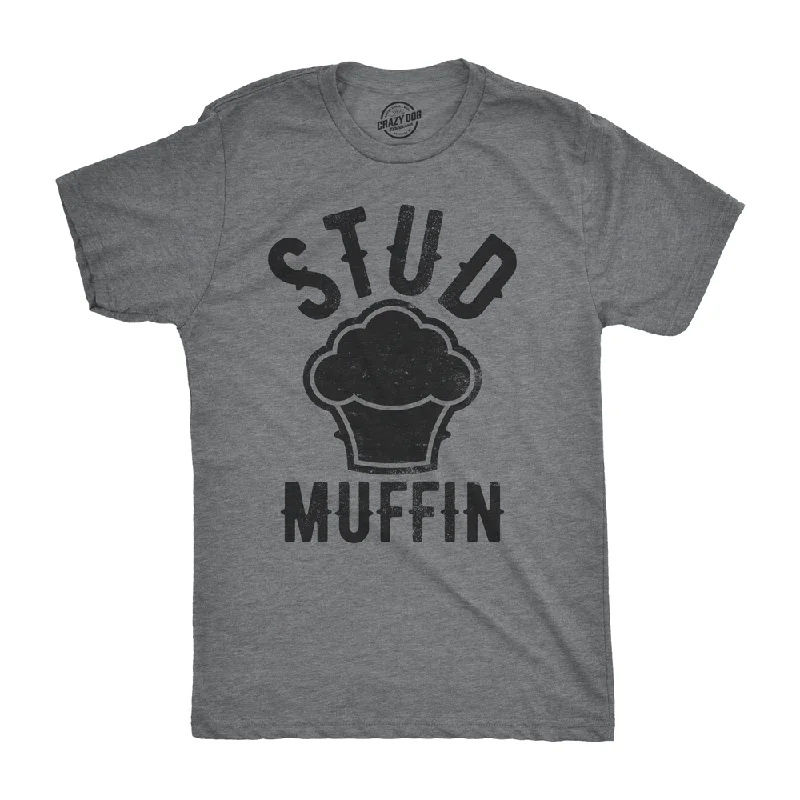 Men's distressed t-shirt-Stud Muffin Men's T Shirt