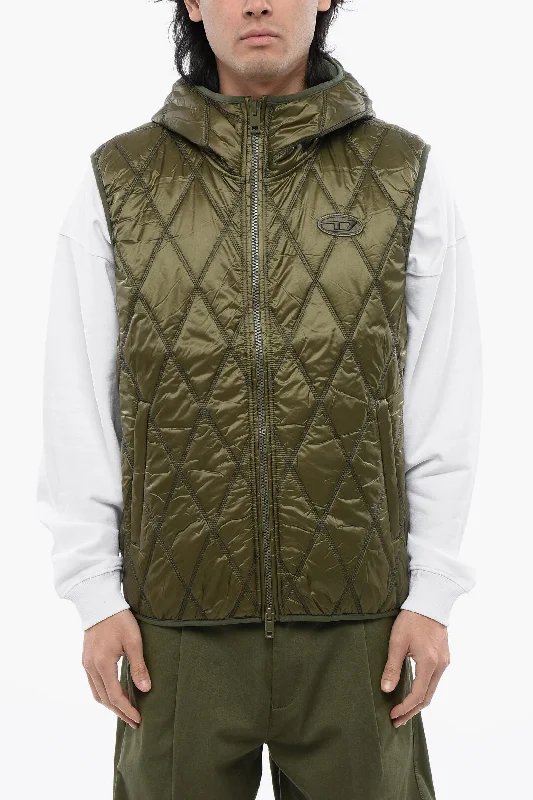 Men's organic puffer jacket-Diesel Red Tag Sleeveless Quilted J-Fokk-Logo Jacket