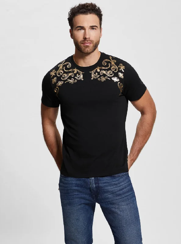 Men's high-performance t-shirt-Black Gold Barque T-Shirt