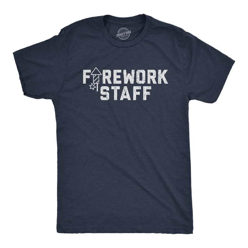 Men's wrinkle-resistant t-shirt-Firework Staff Men's T Shirt