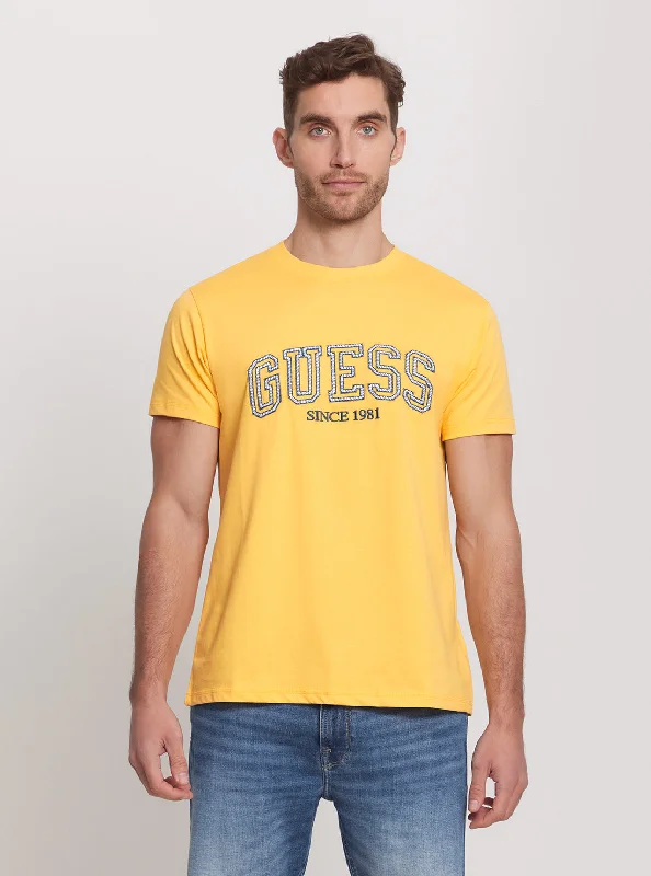 Men's graphic print t-shirt-Eco Yellow College Logo T-Shirt