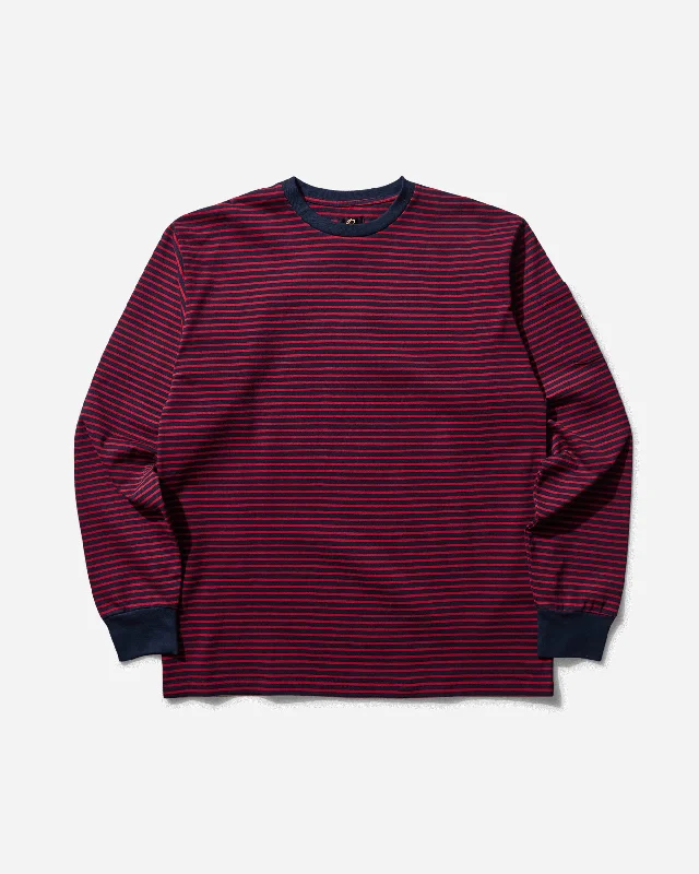 Men's hand-painted t-shirt-Men's Stripe Crewneck Longsleeve T-Shirt Navy / Red