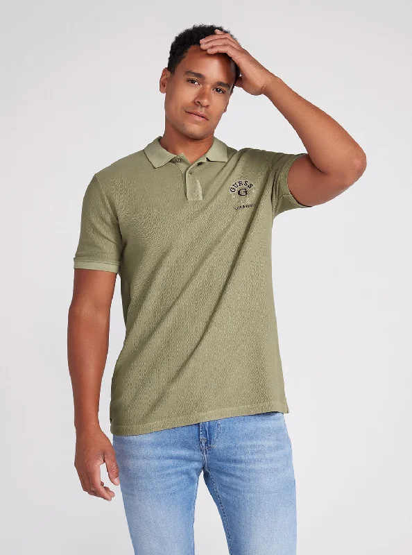 Men's relaxed fit t-shirt-Green Clay Ground Logo Polo T-Shirt