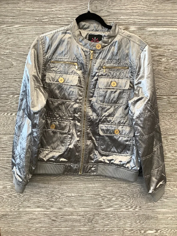 Men's tech-inspired windbreaker-Jacket Other By Isaac Mizrahi Live Qvc In Silver, Size: L