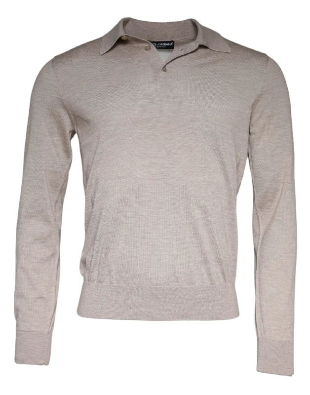 Men's sleep knit-Dolce & Gabbana Cashmere Knit Colla Pullover Men's Sweater (Pre-Owned)