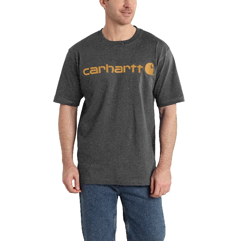 Men's fitted muscle t-shirt-Carhartt Men's Signature Logo Short Sleeve T-Shirt_Carbon Heather