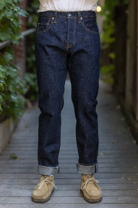 Men's performance work pants-Samurai S211AX Ai Benkei - 18oz Natural Indigo Relaxed Tapered Denim