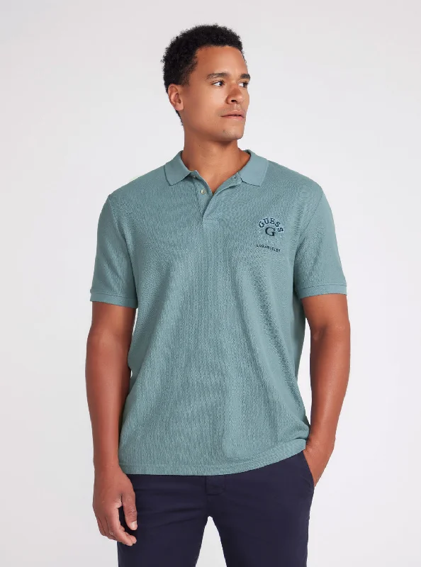 Men's retro-inspired t-shirt-Ocean Blue Ground Logo Polo T-Shirt