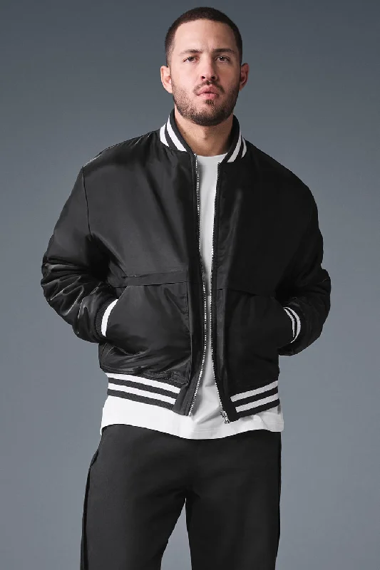 Men's lightweight bomber-Afterglow Varsity Jacket - Black