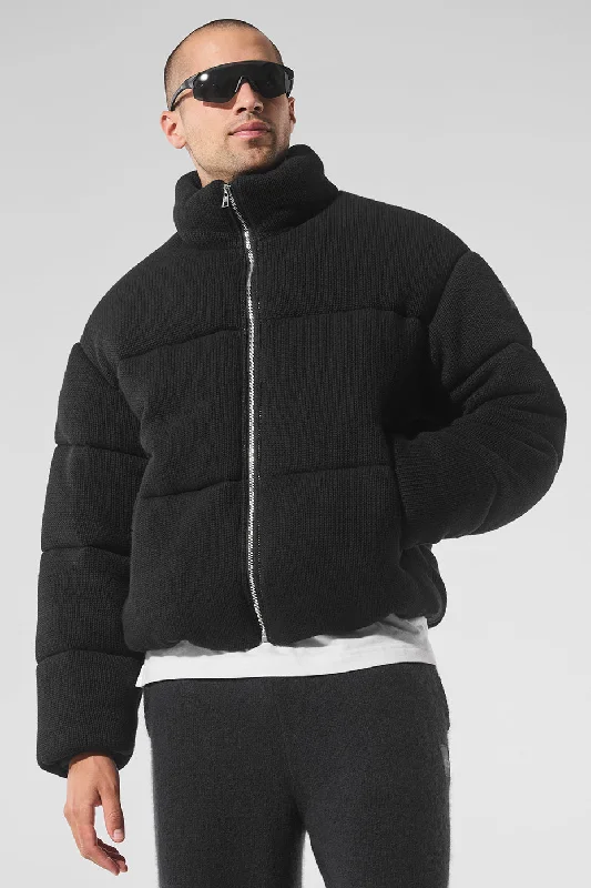 Men's comfortable puffer jacket-Stage Sweater Puffer - Black