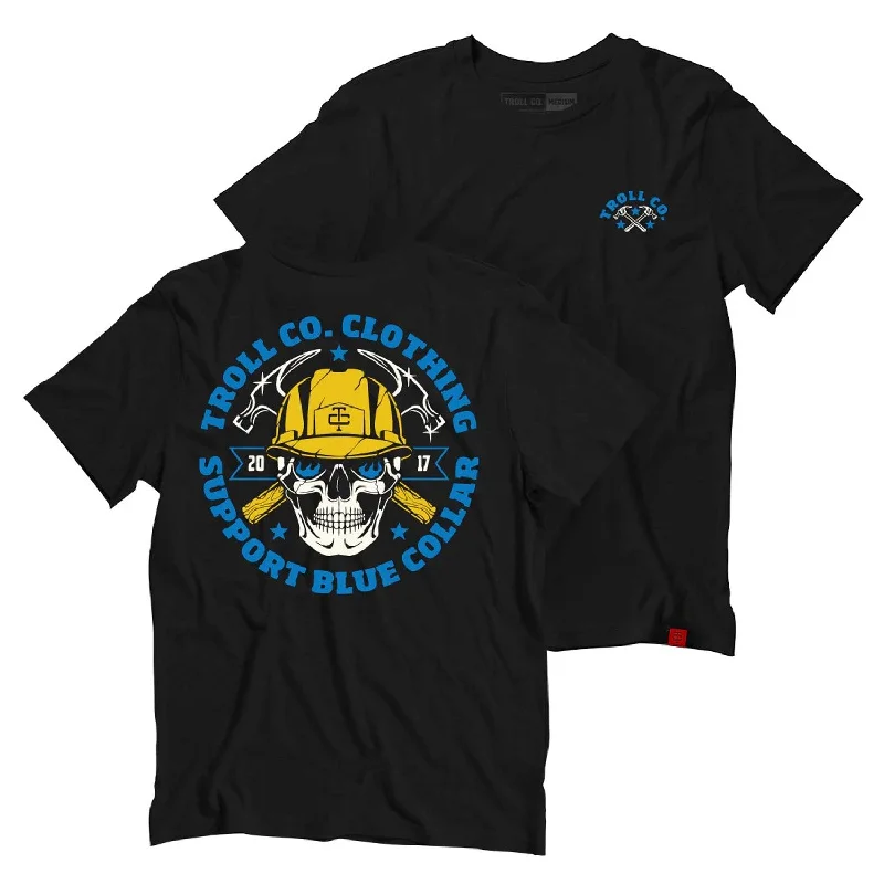 Men's super-soft jersey t-shirt-Troll Co. Men's Construction "Support Blue Collar" Short Sleeve T-Shirt