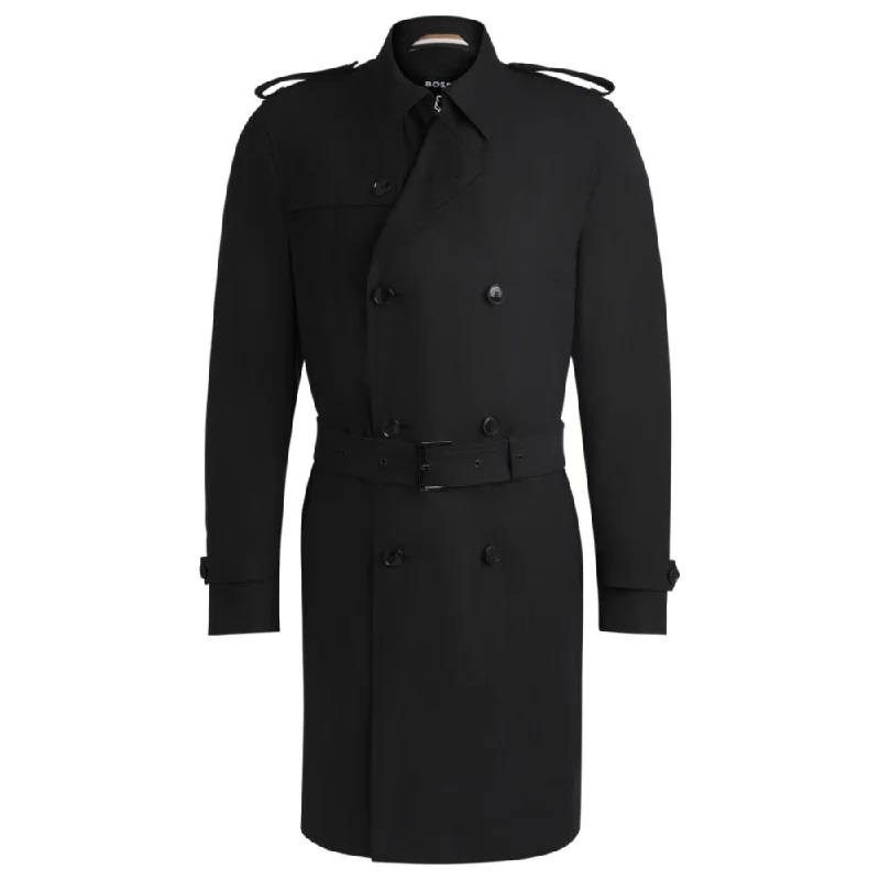 Men's pre-shrunk trench coat-Slim-fit trench coat with double-breasted closure