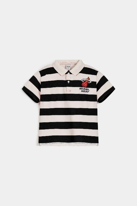 Men's sporty office polo shirt-Printed Striped Polo T-Shirt