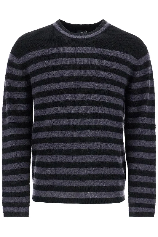 Men's hiking sweatshirt-Ps Paul Smith Men's Striped Wool And Mohair Blend Pullover