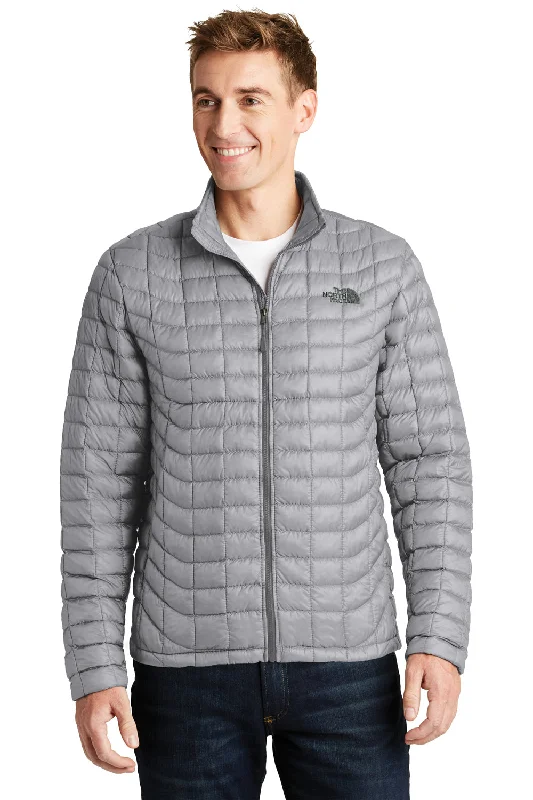 Men's breathable hiking jacket-The North Face Mens ThermoBall Trekker Water Resistant Full Zip Jacket - Mid Grey