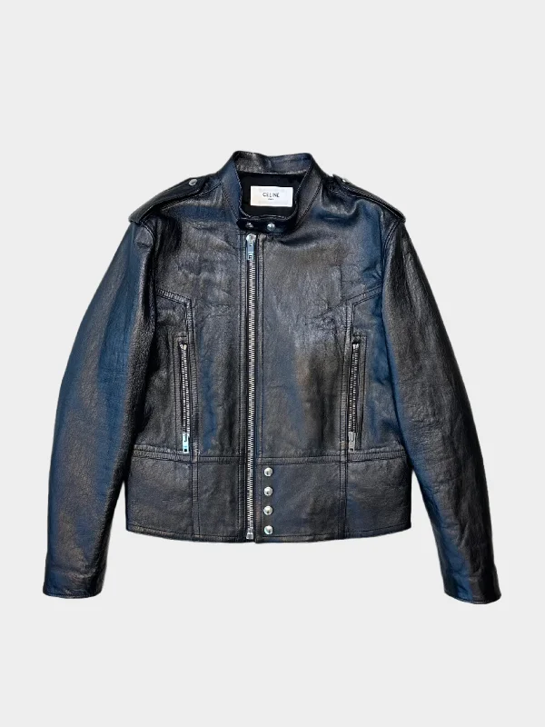 Men's relaxed fit leather jacket-Celine Leather Jacket