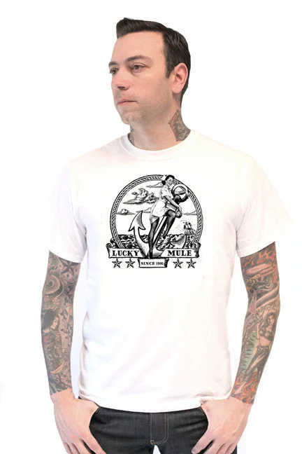 Men's distressed t-shirt-Lucky Anchor M-133