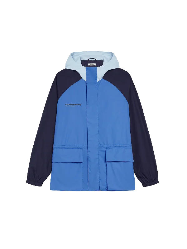 Men's pre-shrunk fleece jacket-Mens Recycled Nylon Color Block Jacket—cerulean blue