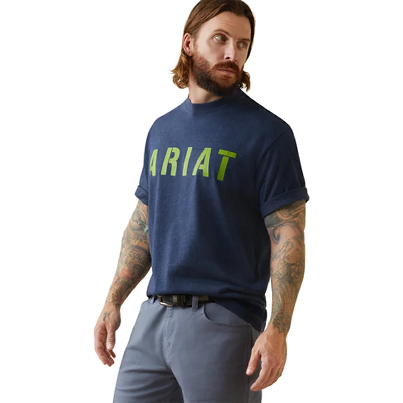 Men's hand-painted t-shirt-Ariat Men's Rebar Cotton Strong Block Graphic Short Sleeve Tee