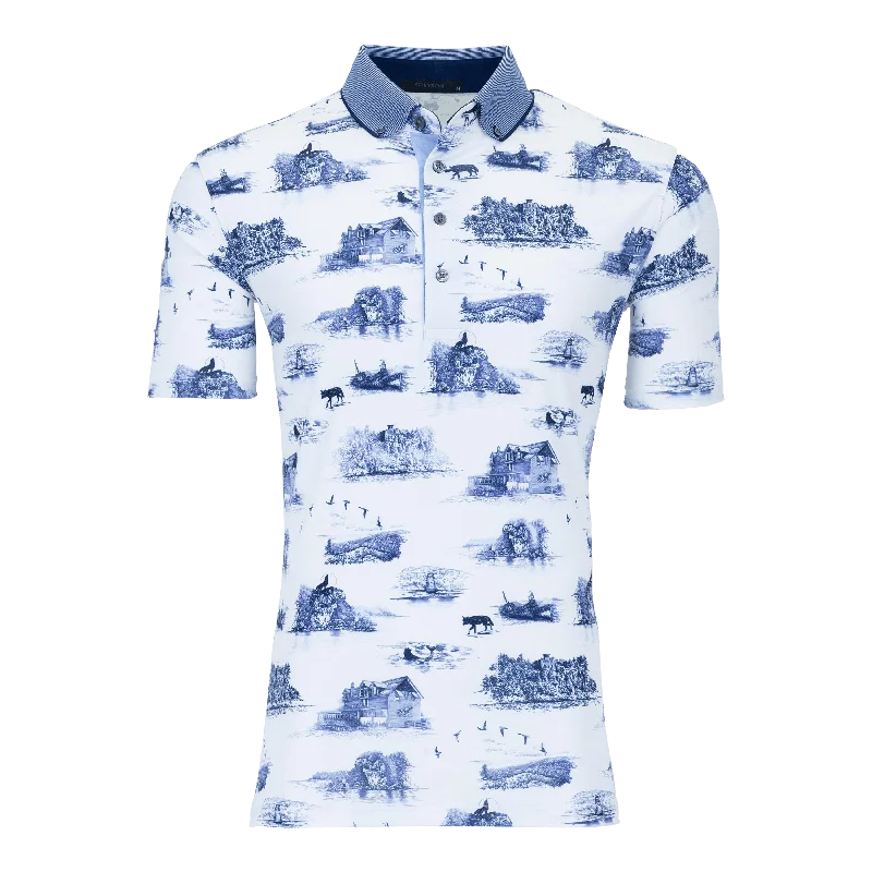 Men's gym-ready athletic polo shirt-Lake Champlain Toile Polo