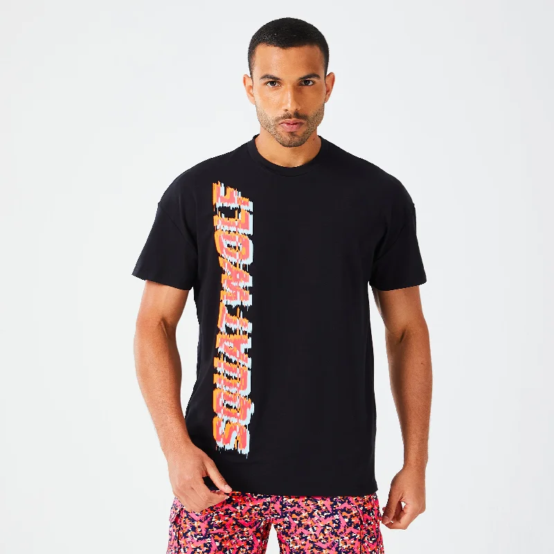 Men's organic cotton t-shirt-Glitch Oversized Tee - Black