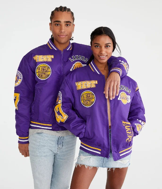 Men's adventure-ready bomber-Aeropostale Los Angeles Lakers Basketball Bomber Jacket