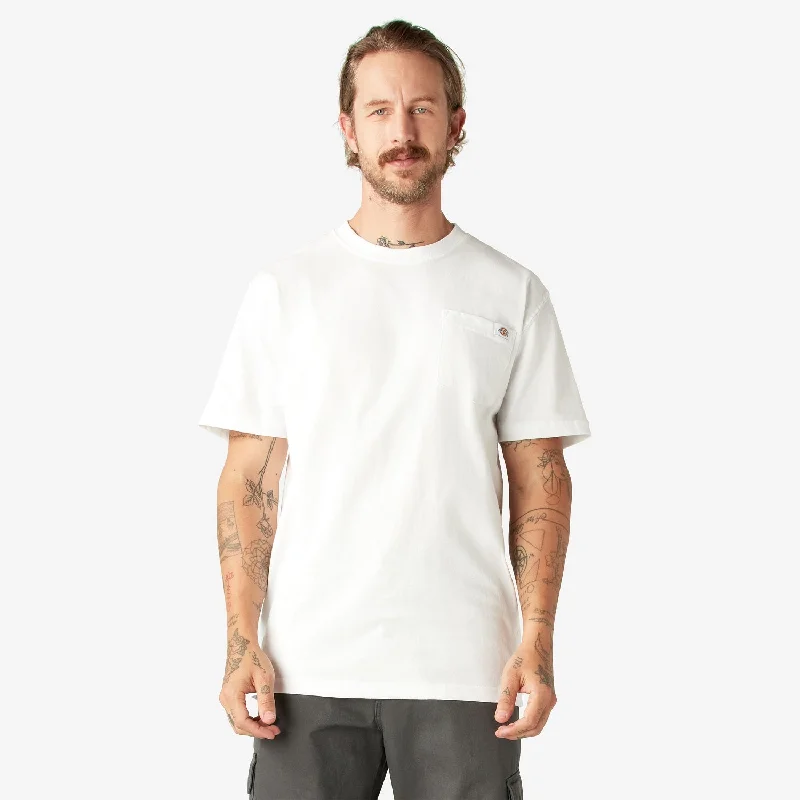 Men's fashion-forward t-shirt-Dickies Men's Heavyweight Short Sleeve Pocket T-Shirt_White