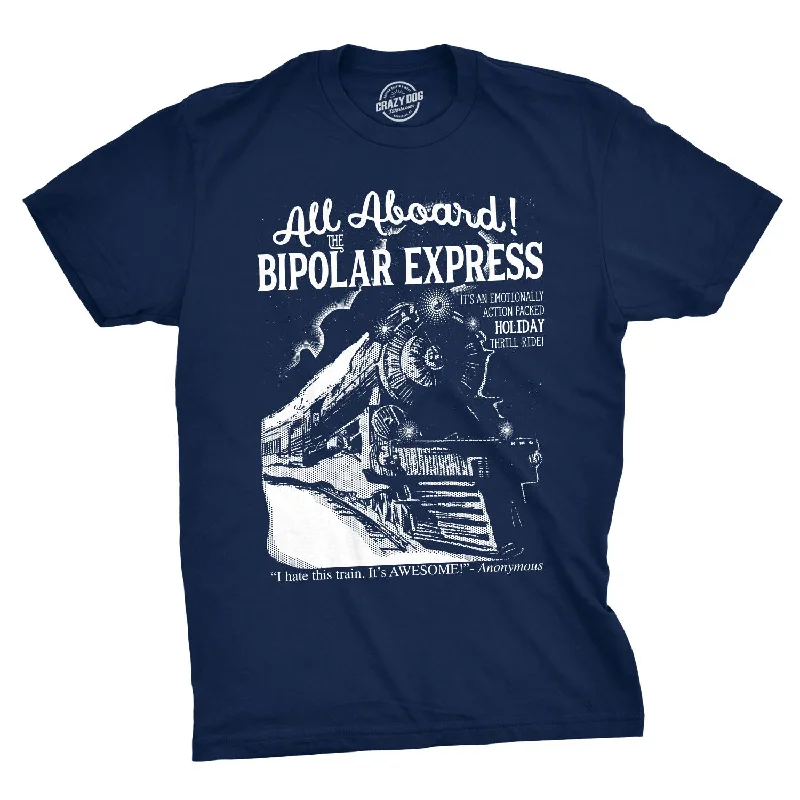 Men's lightweight travel t-shirt-All Aboard The Bipolar Express Men's T Shirt