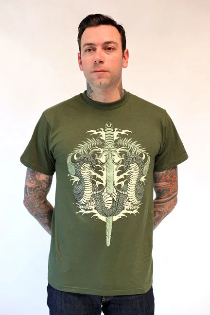 Men's distressed t-shirt-Cobra Sword  M-292