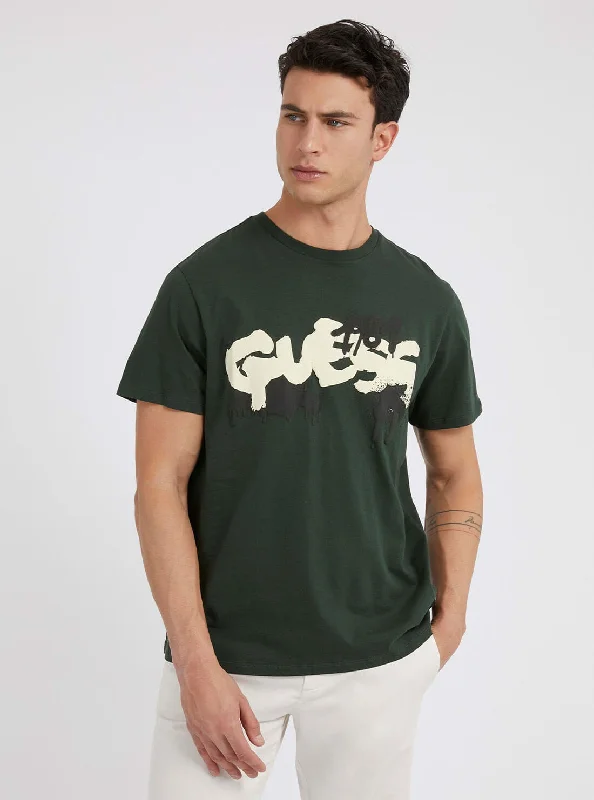 Men's fashion-forward t-shirt-Eco Green Graffiti Logo T-Shirt