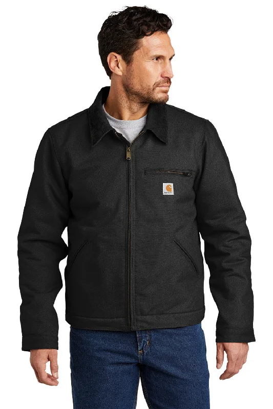 Men's eco-conscious windbreaker-Carhartt Mens Detroit Duck Wind & Water Resistant Full Zip Jacket - Black