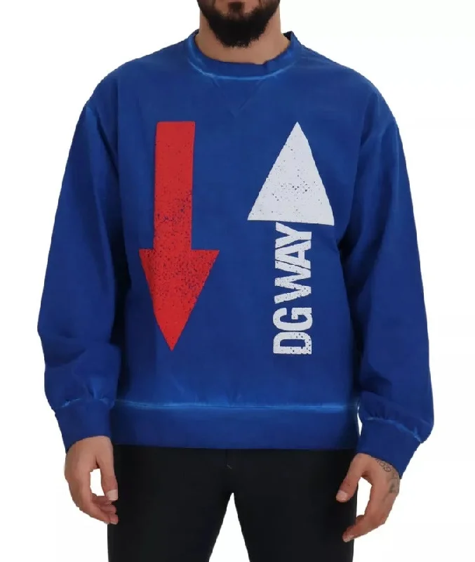 Men's oversized sweater-Dolce & Gabbana DGWAY Cotton Crewneck Pullover Men's Sweater (Pre-Owned)