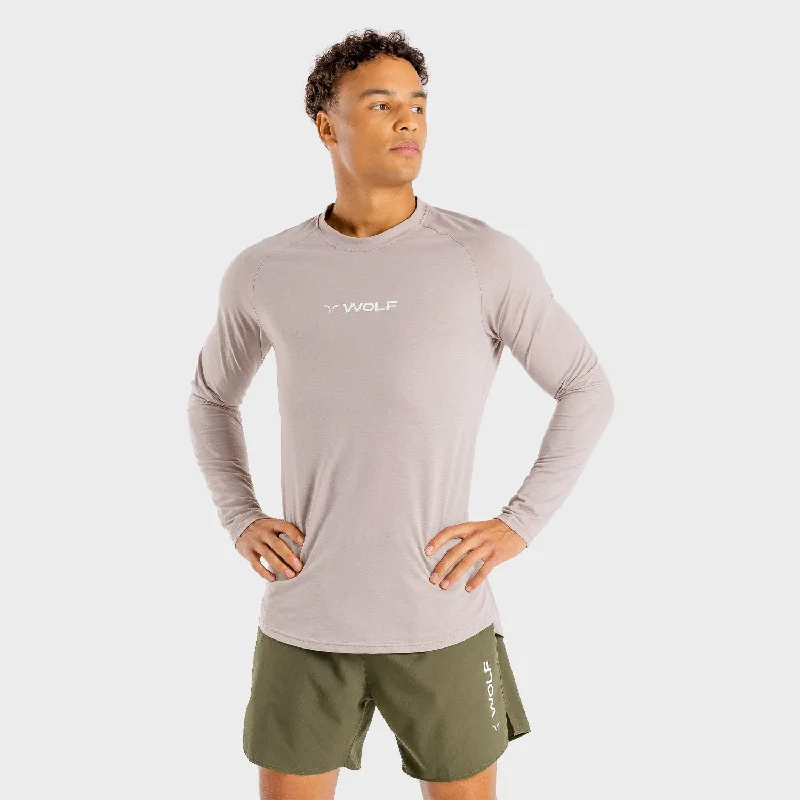 Men's fitted muscle t-shirt-Primal Long Sleeve Tee - Greige