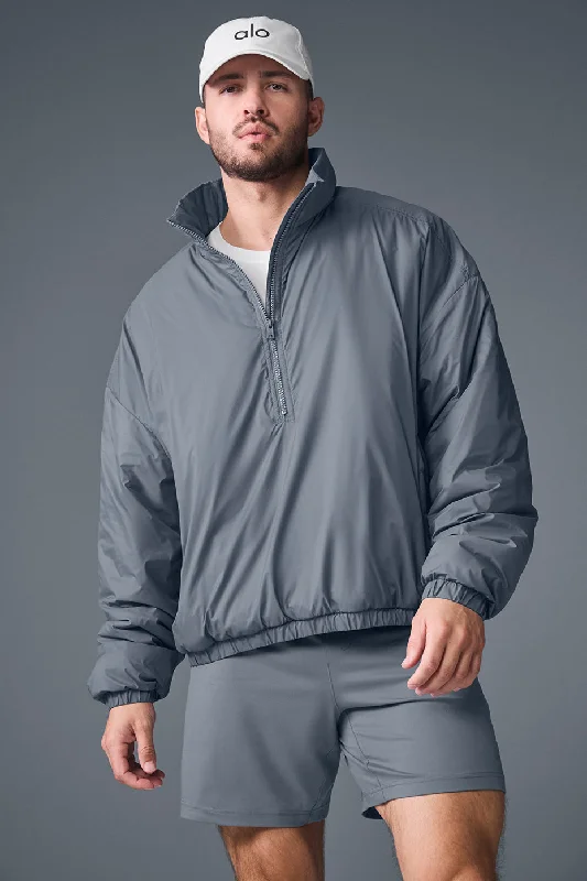 Men's quick-dry raincoat-Latitude Light Weight 1/2 Zip Pullover Jacket - Steel Grey