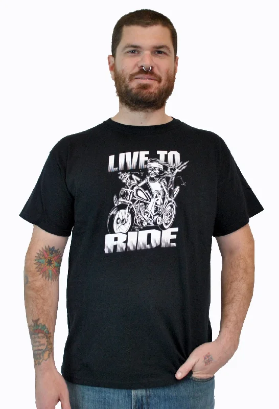 Men's retro-inspired t-shirt-Live to Ride  M-165