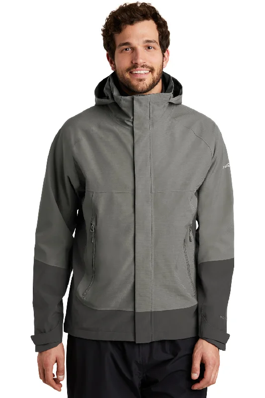 Men's durable raincoat-Eddie Bauer Mens WeatherEdge Waterproof Full Zip Hooded Jacket - Metal Grey