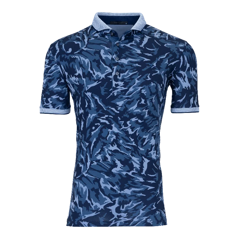 Men's fashion-forward gym polo shirt-Midas Wolf Camo Polo