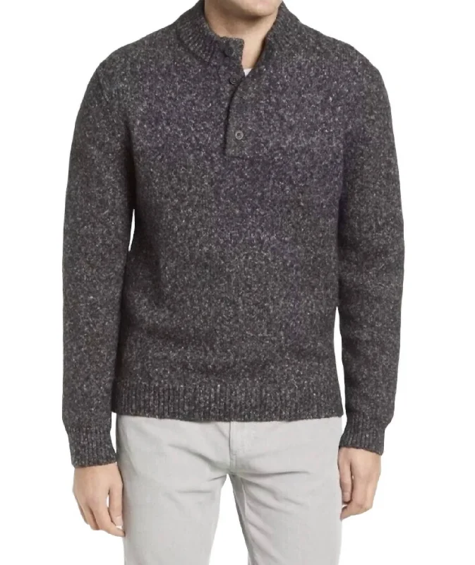 Men's fishing sweater-Men's Rivington Henley Sweater In Charcoal