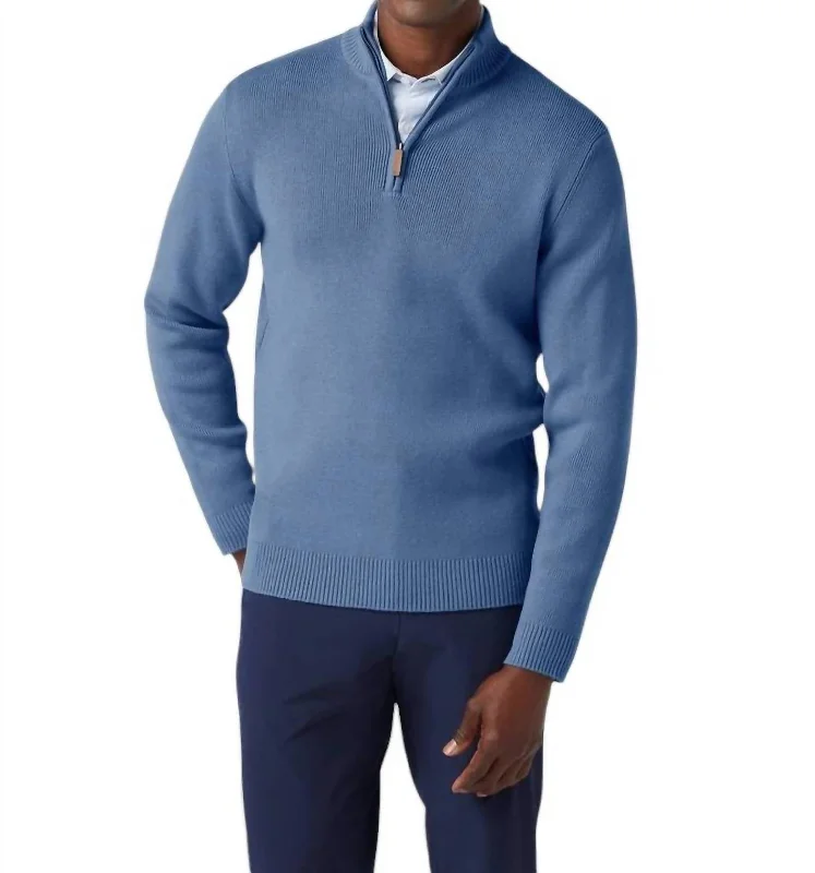 Men's wrinkle-free anorak-Hillcrest Quarter Zip Jacket In Demin Blue