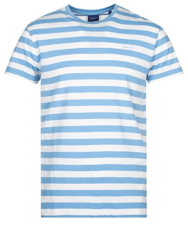 Men's lightweight travel t-shirt-Multistripe T-Shirt Gentle Blue