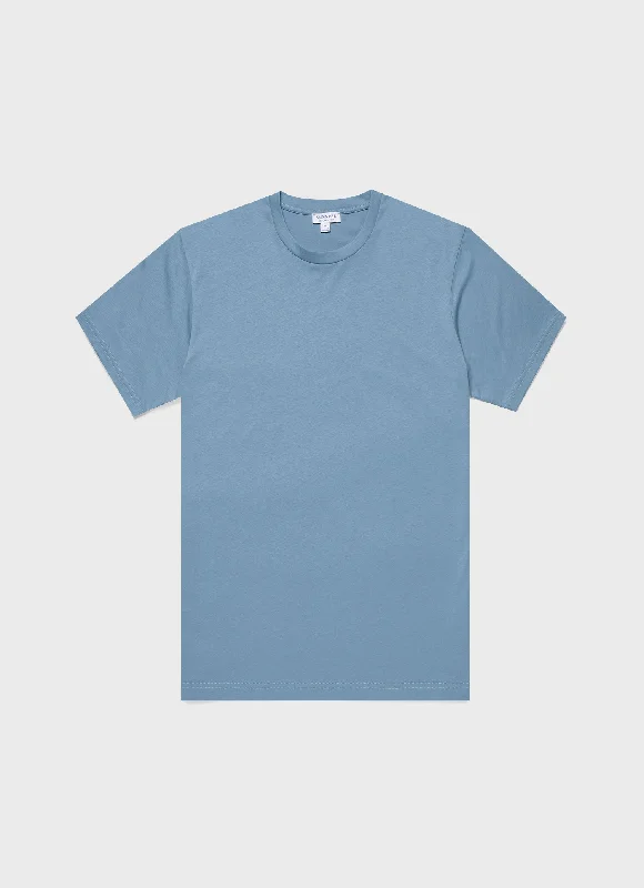 Men's longline t-shirt-Men's Riviera Midweight T-shirt in Como Blue