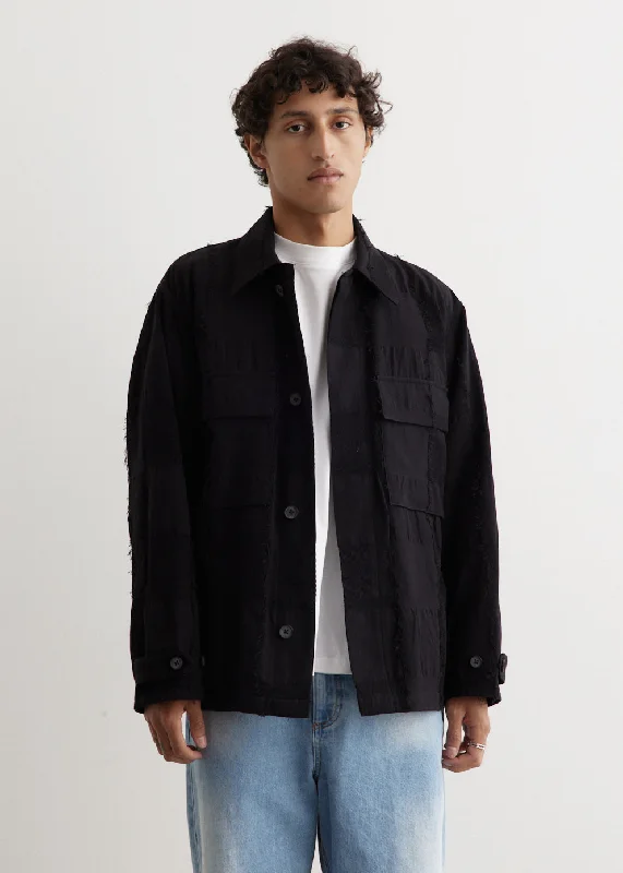 Men's breathable utility coat-Block Jacquard Utility Jacket