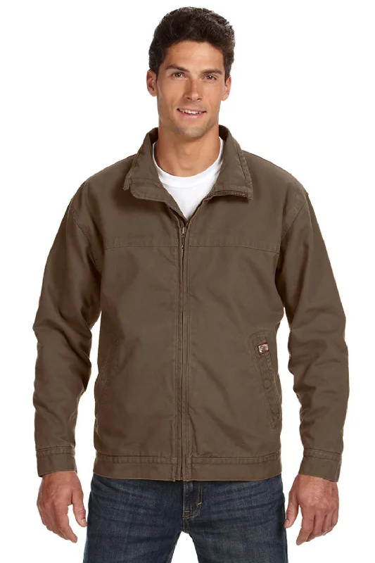 Men's sustainable raincoat-Dri Duck Mens Maverick Canvas Full Zip Jacket - Khaki