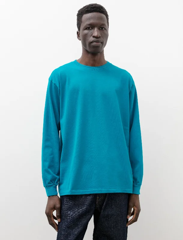 Men's super-soft jersey t-shirt-Luster Plaiting L/S Tee Teal Green